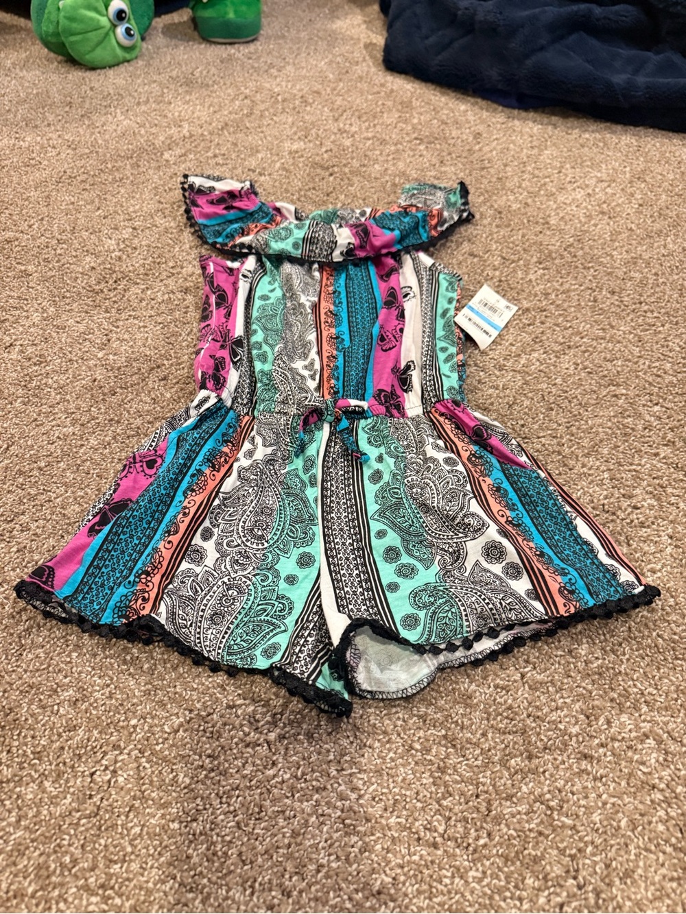 Epic Threads Multicolor Paisley Stripe Romper in Pink, Teal & Coral